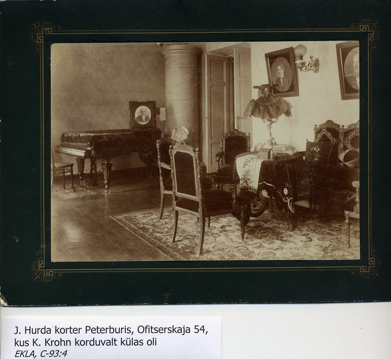 J. Hurda korter Peterburis, Ofitserskaja 54, kus K. Krohn korduvalt külas oli. - EKLA, C- 93:4