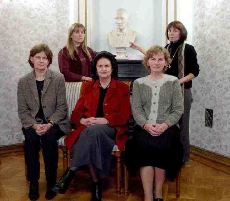 Eesti Kirjandusmuusuemi etnomusikoloogia osakond 2002. Ees Vaike Sarv, Ingrid Rtel, Anu Vissel, taga Taive Srg, Triinu Ojamaa.