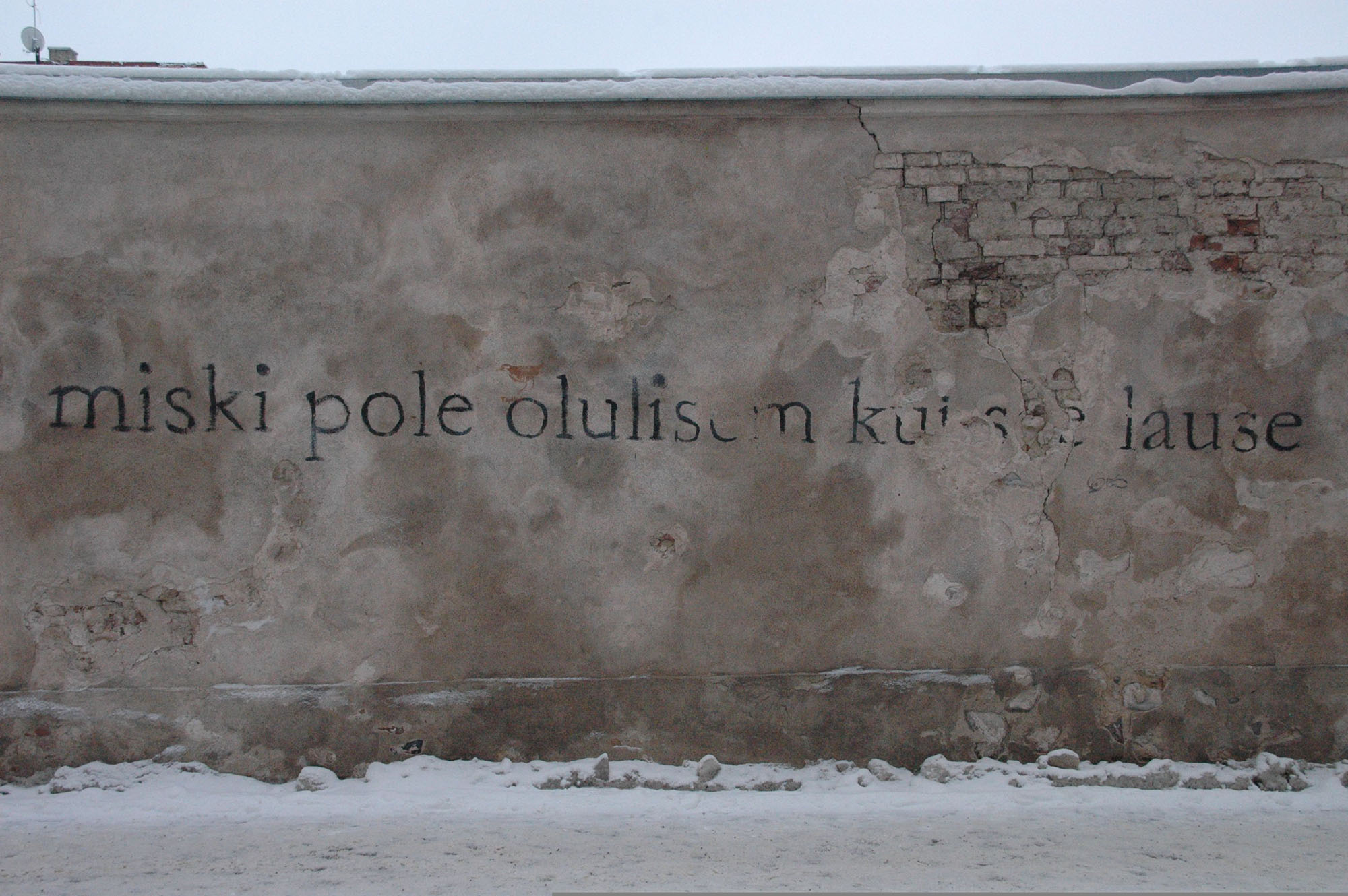 Grafiti hallil seinal musta värvi tekstiga "Miski pole olulisem kui see lause".