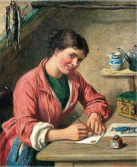 [Pilt: The Letter Writer. John Templeton Lucas, õli lõuendil, 1877. York Art Gallery. 
        Image courtesy of York Museums Trust :: https://yorkmuseumstrust.org.uk/ :: Public
Domain]